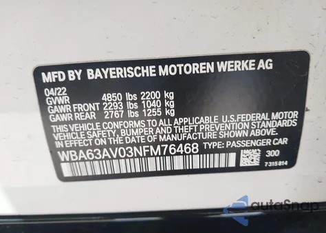 2022 BMW 430I Gran Coupe z USA, uszkodzony, nr VIN WBA63AV03NFM76468